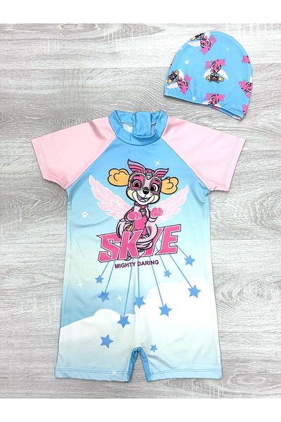 mikam Uv Protection Short Sleeve Swimsuit with Shorts Jumpsuit with Ferum Beachwear