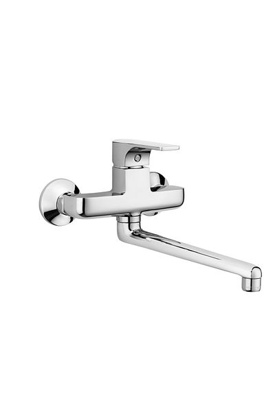 GS Rubinetterie GS Slim Wall Mounted Single Lever Sink Mixer with Swivel Spout Chrome