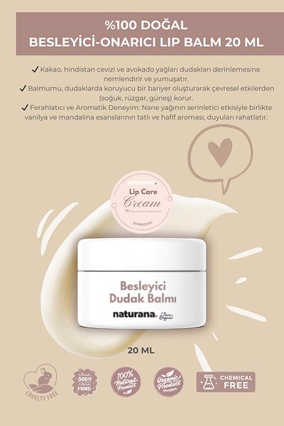 Naturana 100% Natural Nourishing Repair Lip Balm Mint Cocoa Coconut Lip Balm 20 ml