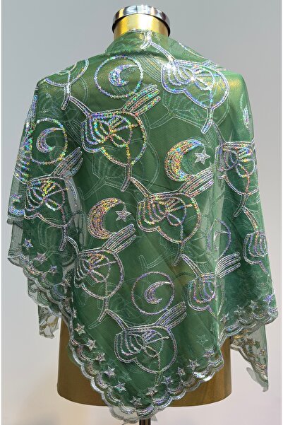 Nacargil Tekstil Pullu Damat Şalı Tuğra Desen Damat Omuz Örtüsü