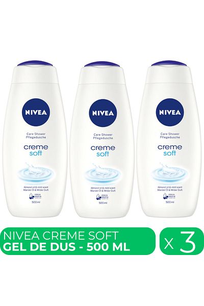 NIVEA Creme Soft, shower gel, 3 pcs x 500 ml