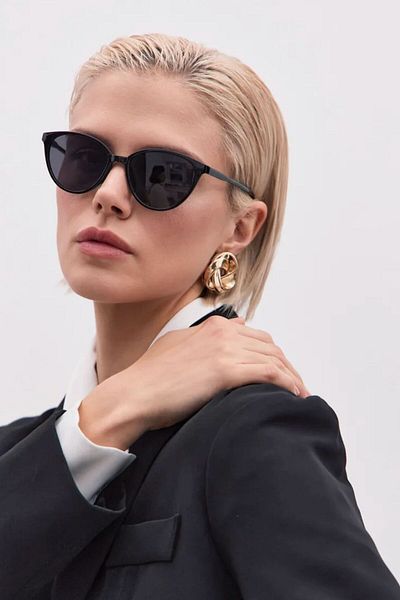 REN EYEWEAR Nora Cat Eye Sunglasses - Black Thin Frame Stylish Women's Model – Uv400 Protection