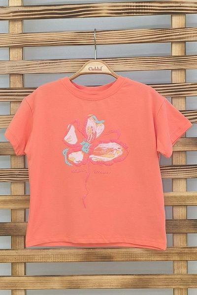 wakawakakidsstore Orange Smashing Wash Crew Neck - Tricou pentru fete