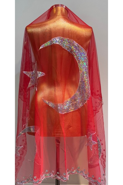 Nacargil Tekstil Pullu Damat,Asker Şalı Ayyıldız Desen Omuz Örtüsü