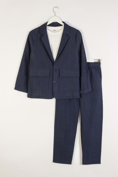 wakawakakidsstore Αγόρι Σετ 3 τεμαχίων Inner Bady με Λινό Μπουφάν Παντελόνι -...