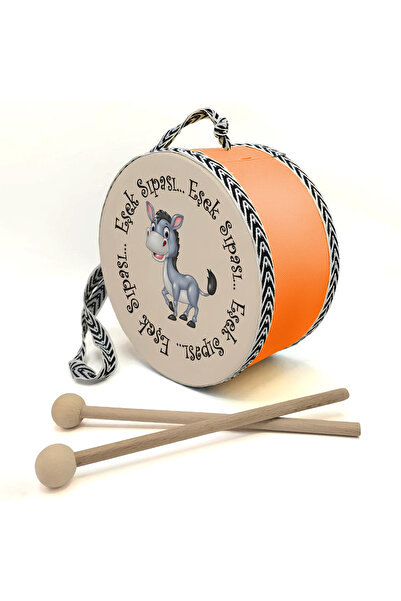 Souvenest لعبة طبلة جلدية مطبوعة على شكل حمار صغير للأطفال باللون البرتقالي (...