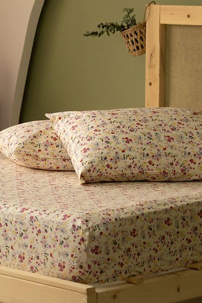 sutra طقم ملاءة سرير مزدوج 100% قطن - 160x200 سم، 63 خيط، مطاط