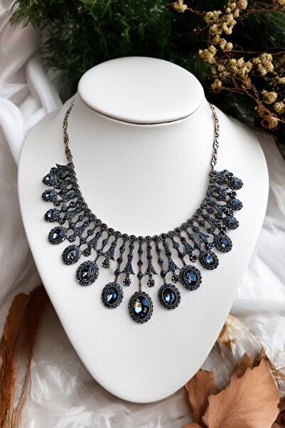 FAYRA ACCESSORIES Oval Kesim Zirkon Taşlı Kına Nişan Düğün Gerdanlık