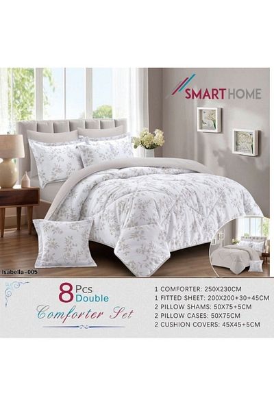 smart home Double-sided comforter set, 8-piece duvet cover set, 8-piece duvet cover set, 100% microfiber