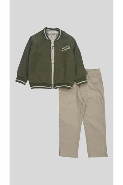 wakawakakidsstore Costum pentru băiat din 3 piese cu jachetă imprimată în față |   Combinație elegantă și confortabilă