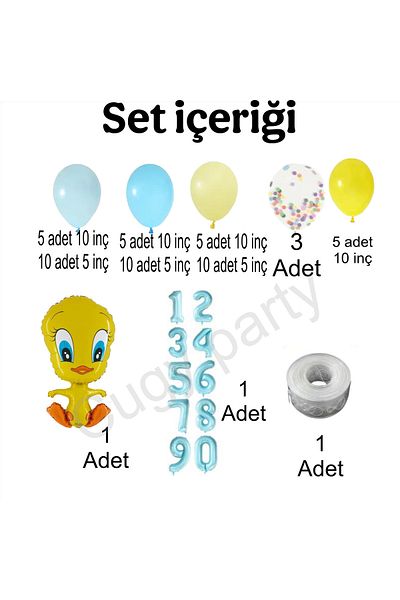 CUGY Boy Girl Tweety Concept 2 Year Old Birthday Party Set