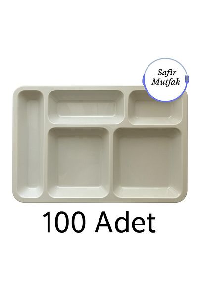 Gül Plastik 100 Pieces 5-Eye White Table Dish Plate, Table Dish, Table Dish