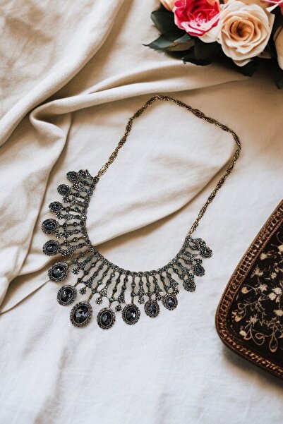 FAYRA ACCESSORIES Oval Kesim Zirkon Taşlı Kına Nişan Düğün Gerdanlık