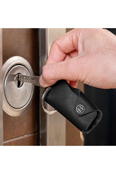 Trusador Ibiza Black Genuine Leather Unisex Keychain with Bottle Opener for Women and Men