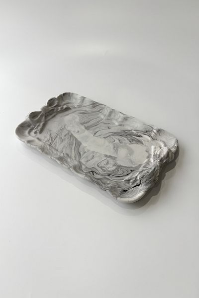 sin istanbul Bow Rectangular Plate Marble Pattern