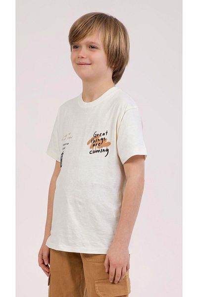 wakawakakidsstore Tricou pentru băiat cu decolteu rotund cu imprimeu în față și în spate
