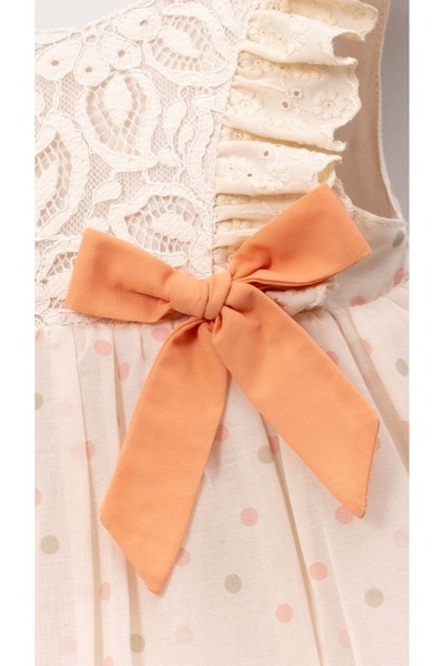 wakawakakidsstore Κοριτσίστικο φόρεμα με πουά με λεπτομέρεια με φιστό |   Κλείσιμο με κουμπί πλάτης, με επένδυση