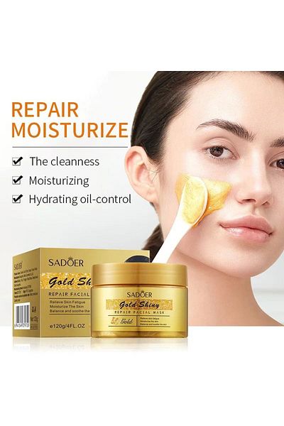 SADOER Gold Shiny Face Mask for Moisturizing, Whitening, and Removing Blemishes, Acne Scars, and Signs of Aging 12g