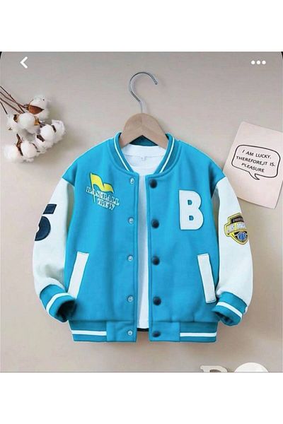 Karan Kids Jachetă unisex pentru colegiu pentru copii cu detaliu aplicat de sezon nou