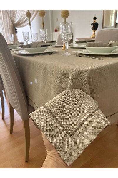 Zeren Home Piko Sarma Детальний поліестер-льняний бездоганний скатертина каме...