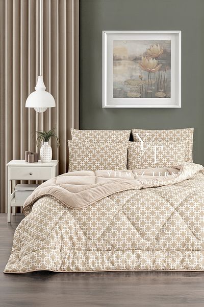 Home Double Welsoft Quilt Pillow Case Beige Chain |   Dowry Set |   Dowry Team