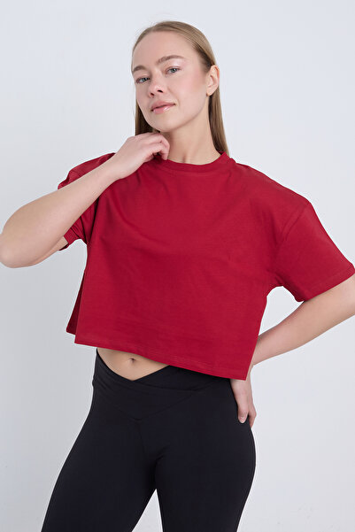 Velvoria Γυναικείο oversized Basic Claret Red Color Crop