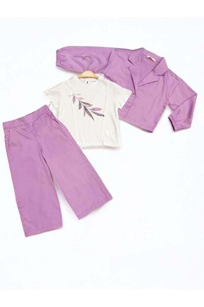Zekids Girl's Pants Jacket T-Shirt Triple Set