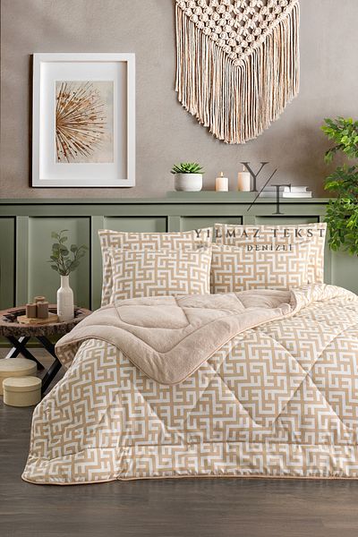 Home Double Welsoft Labyrinth Style Quilt Cover Beige |   Dowry Team