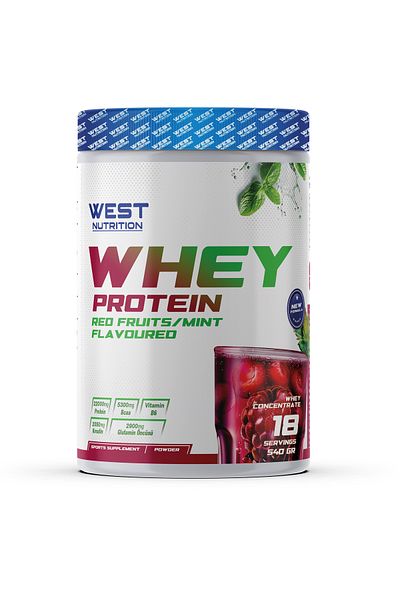 West Nutrition Whey Protein Powder 540 Gr 18 Servings Red Fruit Mint Flavored