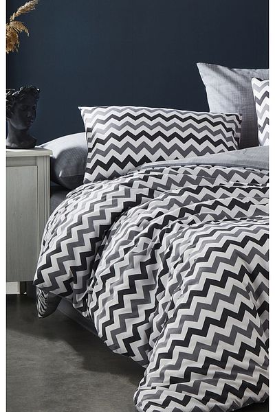 ÇIQRIK HOME Set cuvertură de pilota dublu Ranforce cu cearșafuri elastice cu model zebră