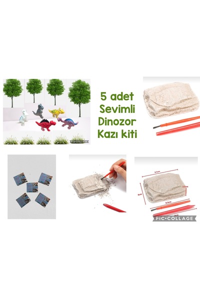 AZİZ OYUNCAK 5 adet Sevimli Dinozor kazı oyuncağı