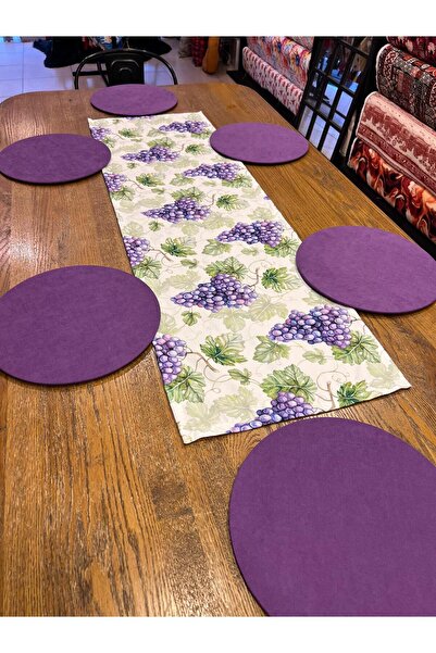 TUĞÇE DEMİR HOME DESIGN ÜZÜM DESEN RUNNER SUPLA (AMERİKAN SERVİS) TAKIM