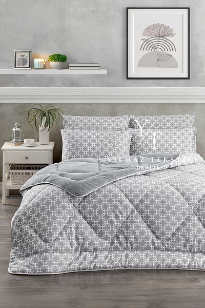 Home Double Welsoft Quilt Pillow Case Gray Chain |   Dowry Set |   Dowry Team