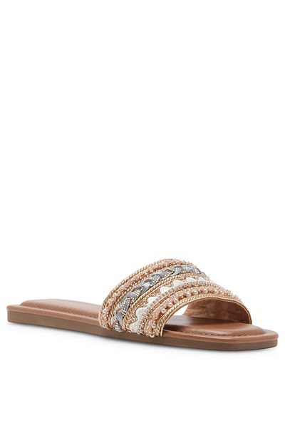 Steve Madden THRE01J1-993 Beige Flat Sandals for women
