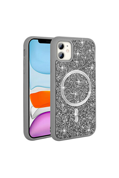 m.tk moveteck iPhone 11 Kılıf Kum Taşlı Kristal Görünümlü Simli Parlak Renkli...