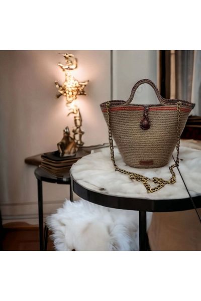 Hediyeninellitonu Geantă de Paie Design Midi Geanta, Geantă de damă Elita și Autentica, Geantă de Iuta lucrata manual