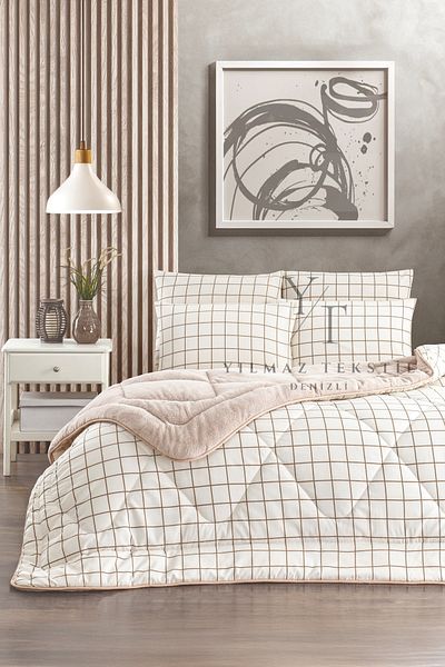 Home Double Welsoft Quilt Pillow Case Cream Square |   Dowry Set |   Dowry Team