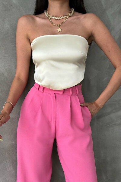 oshebu Κρέμα – Γυναικεία μπλούζα με λεπτομέρεια από λάστιχο στην πλάτη