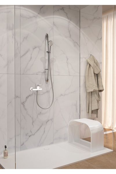 GS Rubinetterie GS Slim Wall Mounted Single Lever Shower Mixer White Chrome