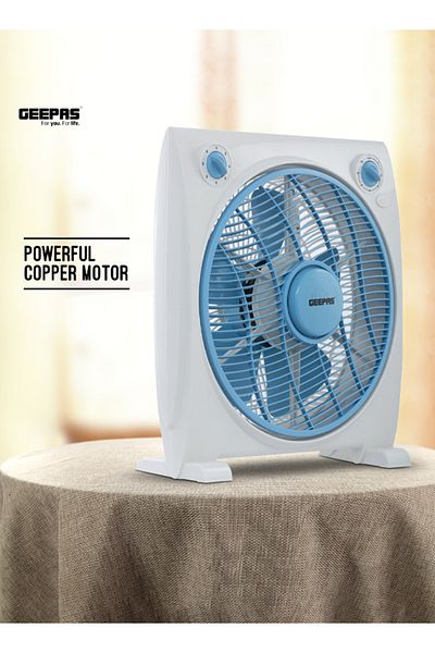 Geepas 12-Inch Box Fan With 3 Speed 60 Minutes Timer Portable Personal Desk Fan