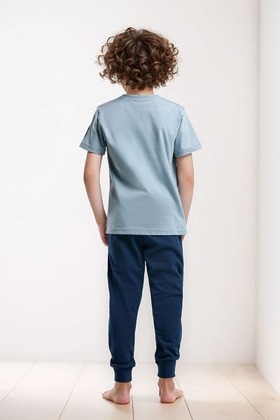 U.S. Polo Assn. Costum de pijama pentru băiat, 100% bumbac, cu mâneci scurte, cu manșete