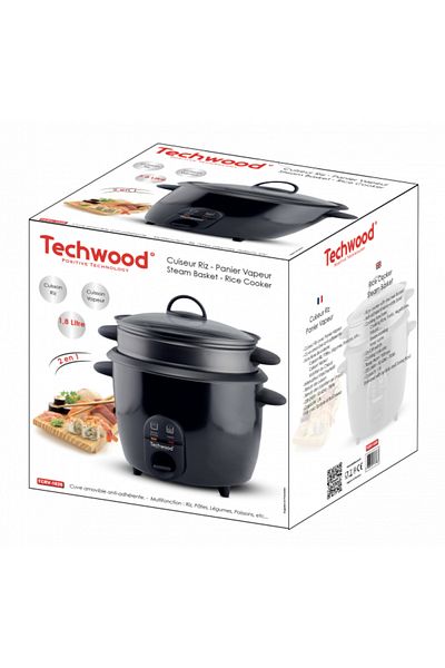 Techwood TCRV-1826 rice cooker, 1.8L, 900W, steam cooking basket