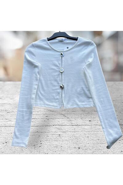 KAROL ÖNÜ PARLAK DÜĞMELİ BLUZ ART 16649