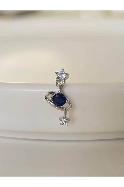 Eva Takı Store Galaxy Planet Saturn Star Model Cartilage Piercing Tragus Helix Silver Silver Color Earrings