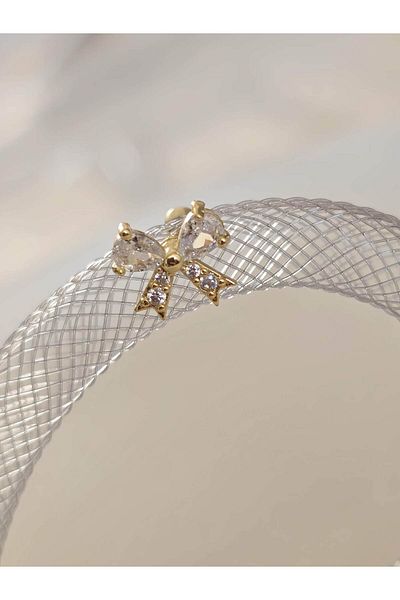 Eva Takı Store Gold Color Fracture Piercing Tragus Helix Earrings