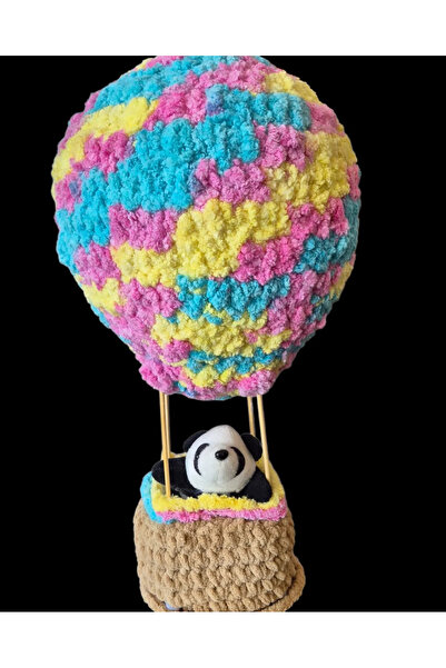 EL YAPIMI Amigurumi ucan balon panda oyuncak cocuk pelus hediyelik