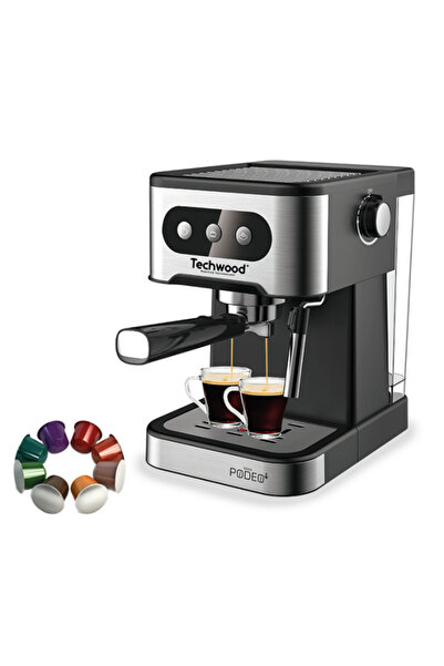 Techwood Μηχανή εσπρέσο TCA-156EXN, 20 μπάρες, 1,5 λίτρα, αλεσμένος καφές ή κάψουλες Nespresso