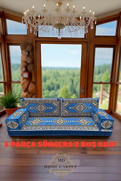 md home carpet Anadolu Desenli Şark Köşesi Yer Minderi Takımı –Süngersiz Kılı...