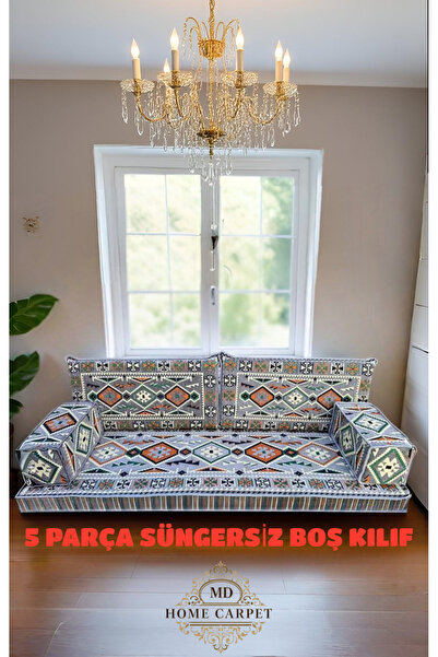 mdhomecarpet Anadolu Desenli Şark Köşesi Yer Minderi Takımı –Süngersiz Kılıf ...