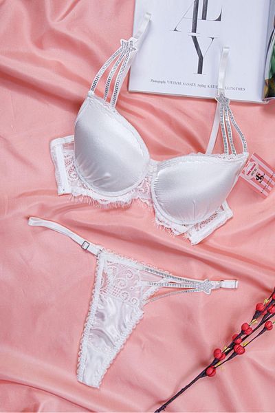 SATTENS Bra Set - Stoned Supported B Cup Satin Coated
